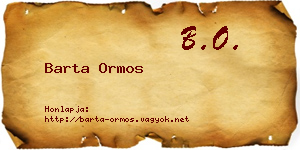 Barta Ormos névjegykártya