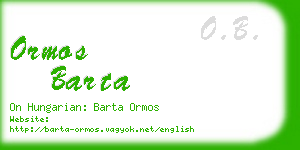 ormos barta business card